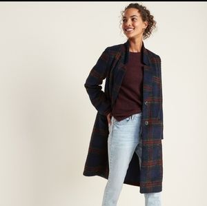 Old Navy relaxed sof brushed plaid long line coat
